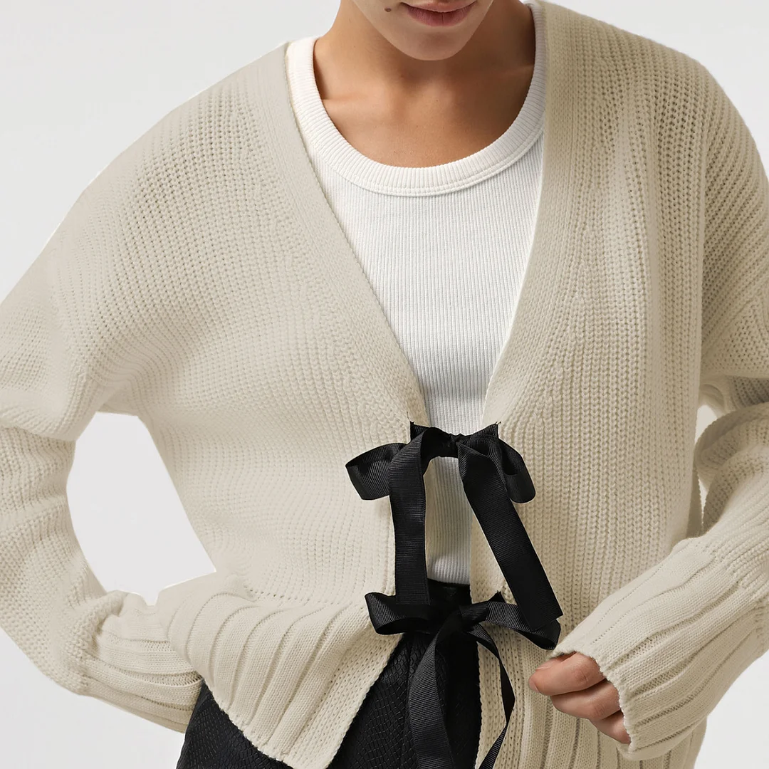 Uveng 2025 Women's French Bow Sweater Cardigan