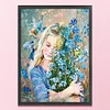 Oil Painting Girl - 11CT Stamped Cross Stitch - 40*55cm