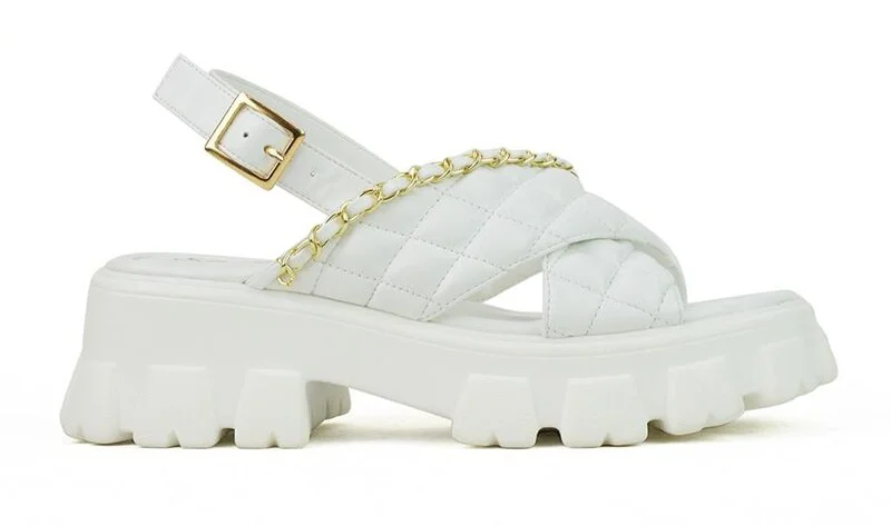 Qengg Summer Sandalias Women Luxery Chain Sandals Female Fashion Open Toe Shoes Comfort Outside Platform Flats Laides Plus Size