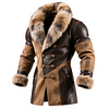 Men's Vintage Brown Leather Coat With Fur Collar And Cuffs by Inlyline