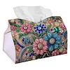 Flower Gem DIY PU Diamond Painting Tissue Box Kit Desktop Tissue Holder with Rhinestone Diamond Desk Decorative Tissue Box for Adults Desktop Storage Organizer