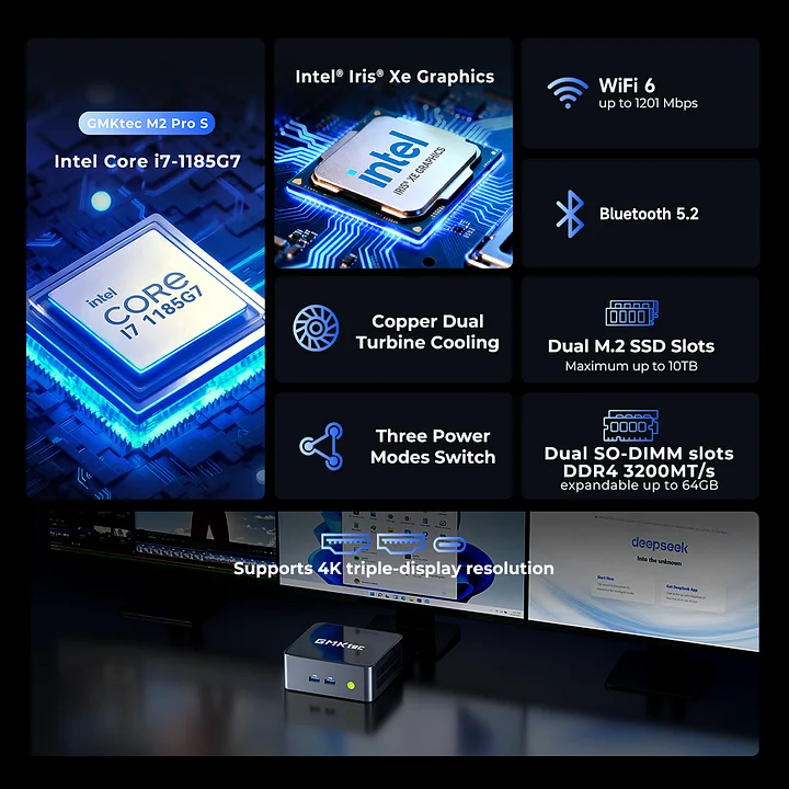 GMKtec Intel Core™ i7-1185G7 Mini PC--NucBox M2 Pro S 279.99