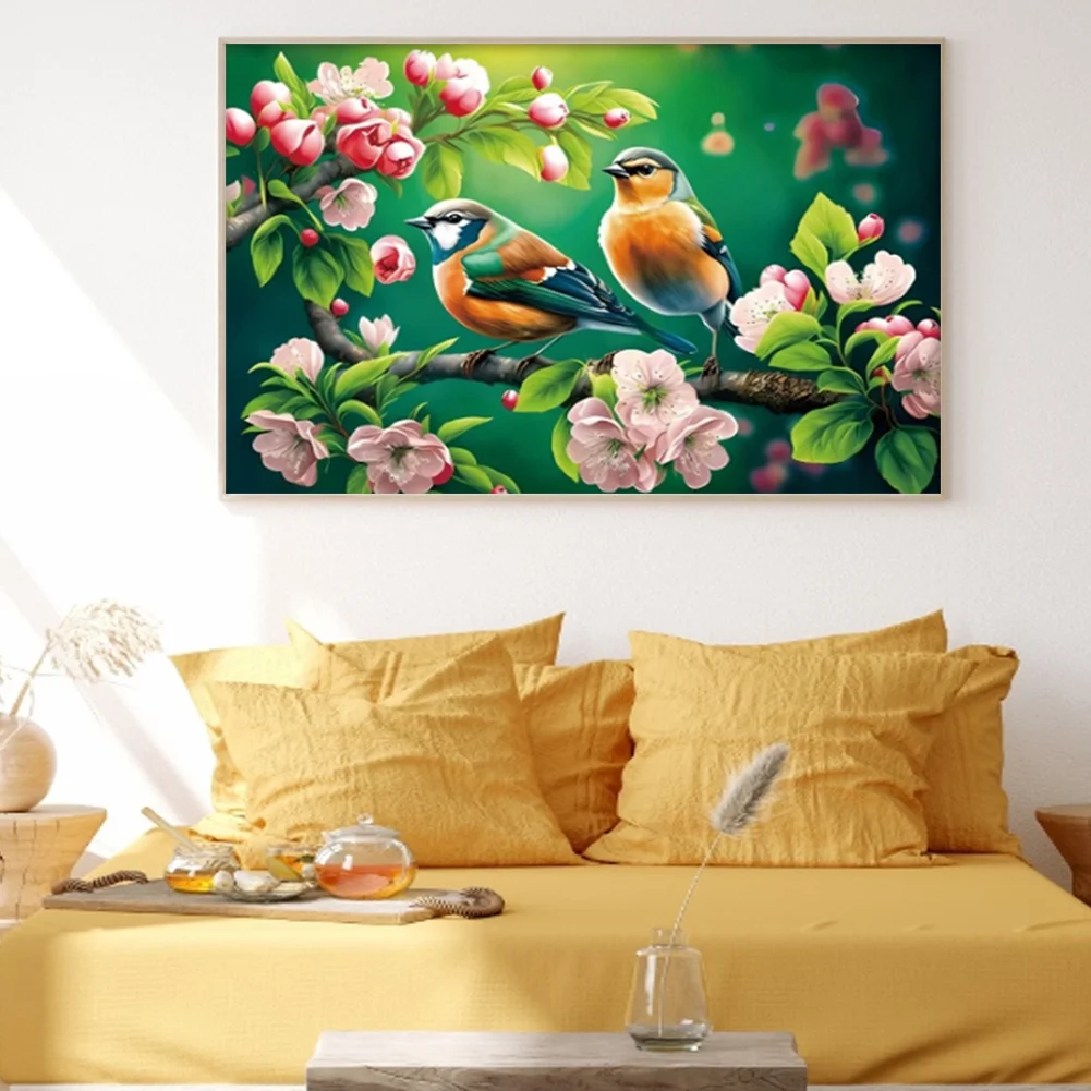 9CT Full Stamped Cross Stitch Bead Embroidery- Birds(Canvas|59*41CM)