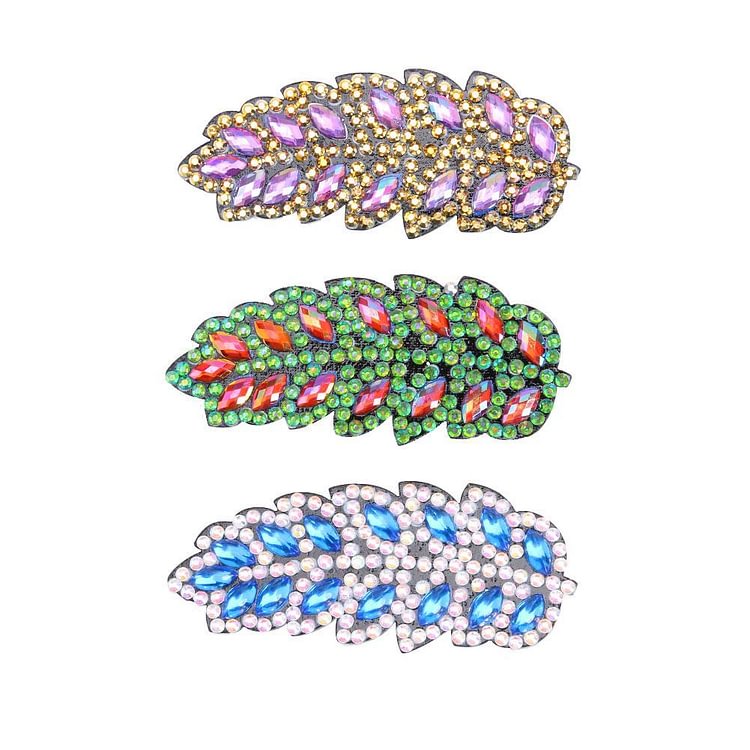 3pcs BRICOLAGE Diamond Painting Crystal Leaf Femmes Hairpin