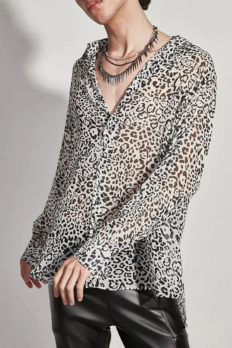Casual Leopard Print Lose Fit Chiffon Shirt [Pre-Order]