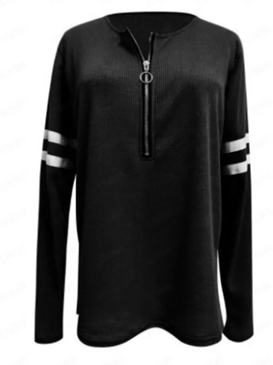 Women Long Sleeve V-neck Key-hole Top