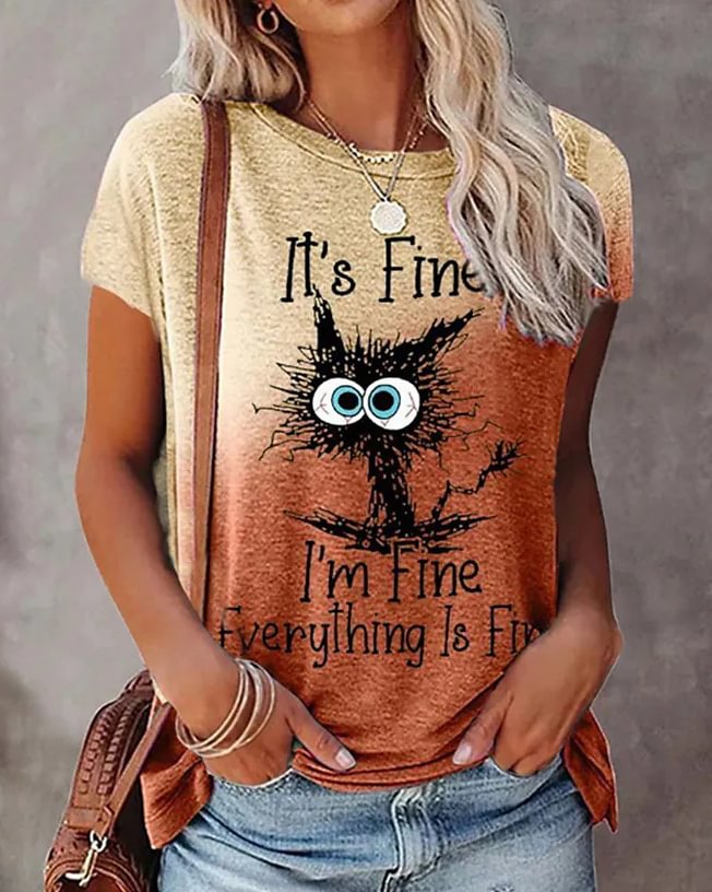 Casual Loose Round Neck Short-Sleeved Top