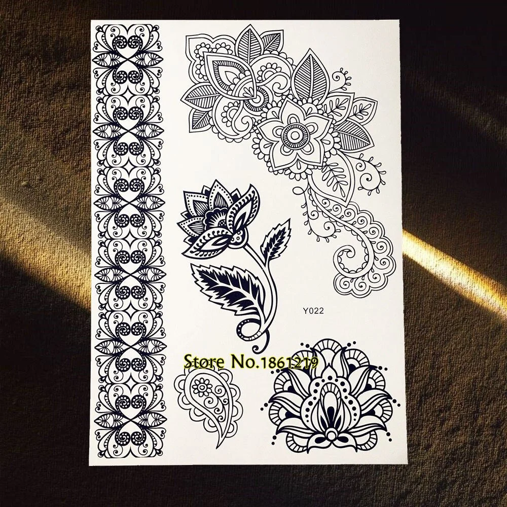 25 Styles Popular Black Temporary Tattoo Fake Dandelion Fairy Tatoo Women Lady Body Art Decals Waterproof Henna Tattoo Stickers