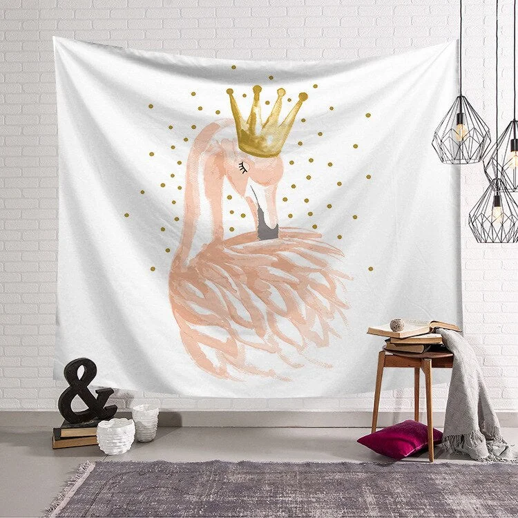 Flamingo Tapestry Pink Girl Heart Bedroom Decoration Fabric Wall Background Background Fabric Home Furnishing Fabric