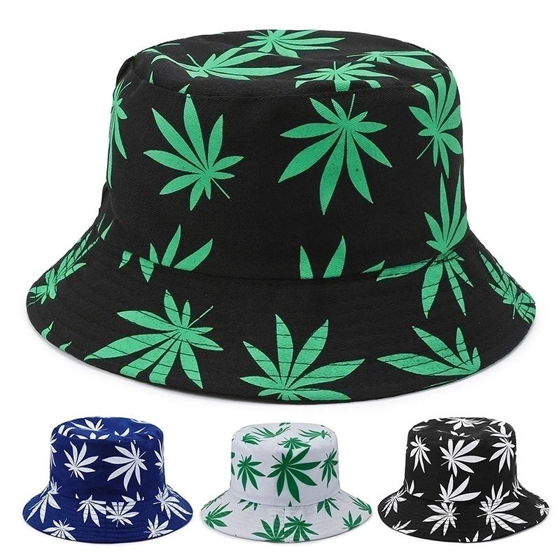 Women's Minimalist Leaves Printing Wide Eaves Bucket Hat