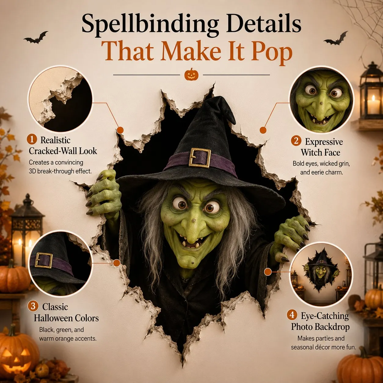 Halloween Witch Wall Decal Details
