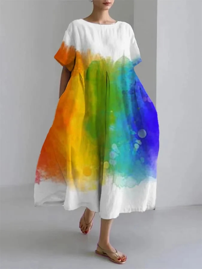 Women's Gay Print Midi Loose Dress