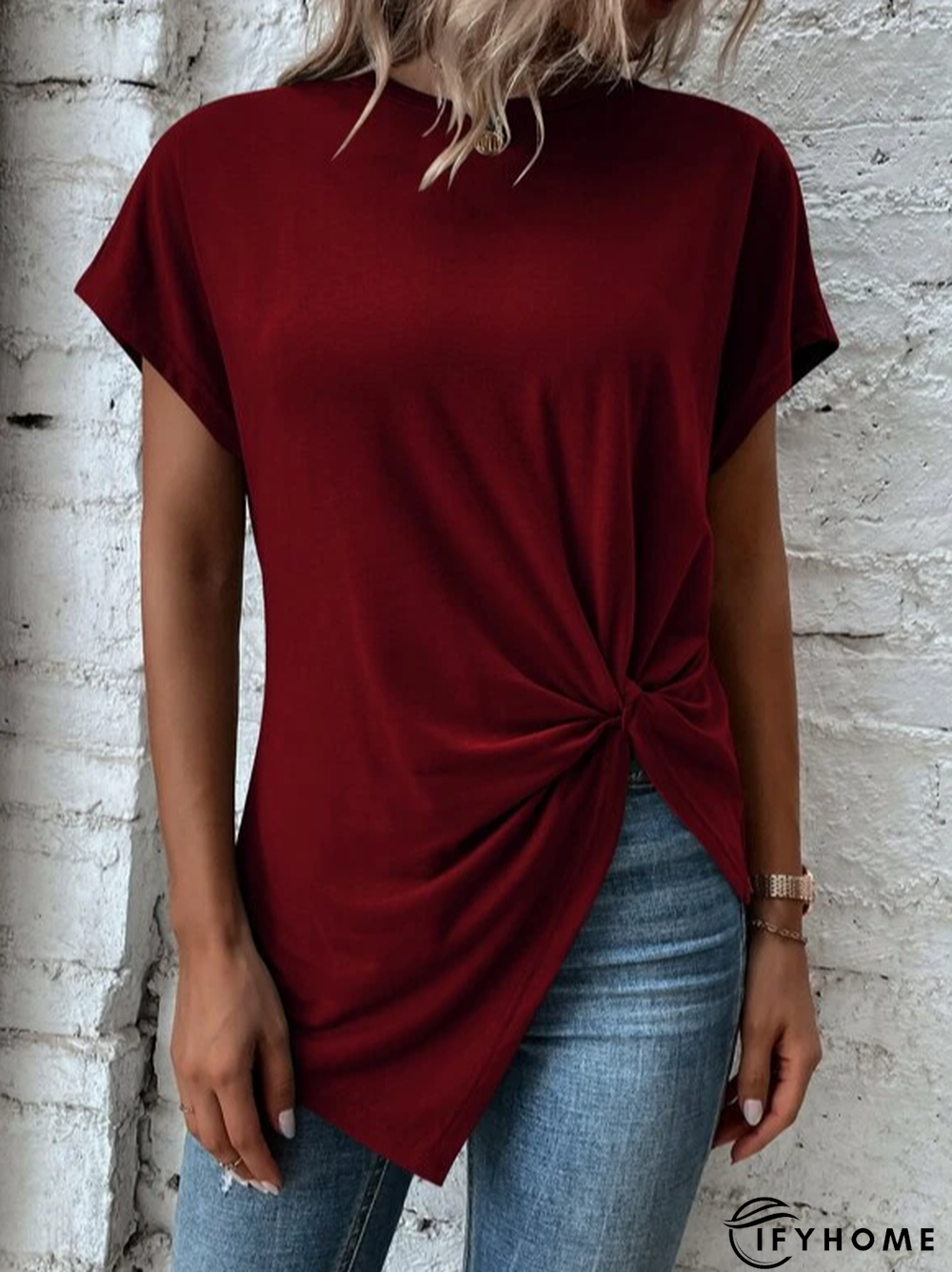 Crew Neck Casual Plain T-Shirt | IFYHOME