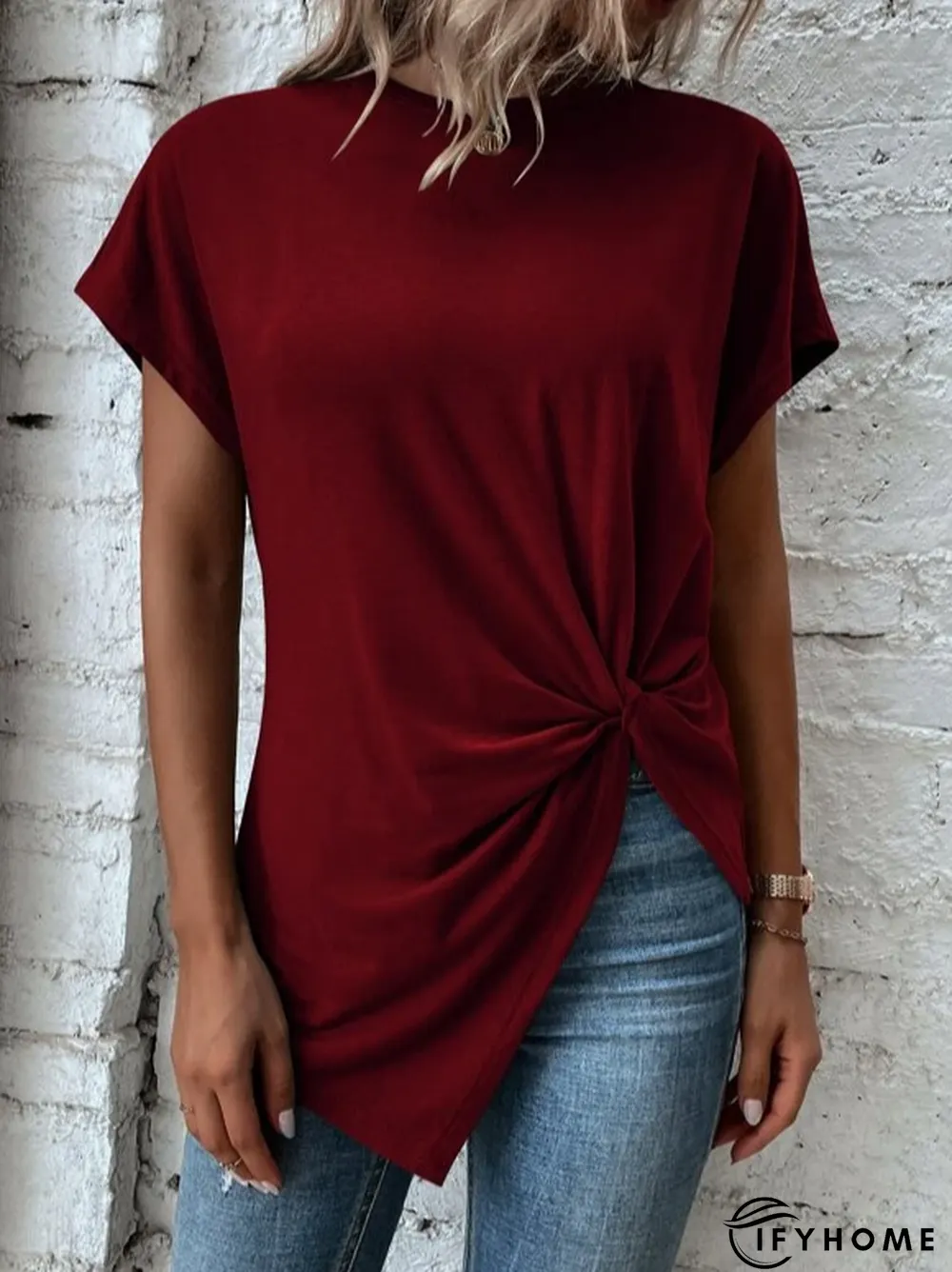 Crew Neck Casual Plain T-Shirt | IFYHOME