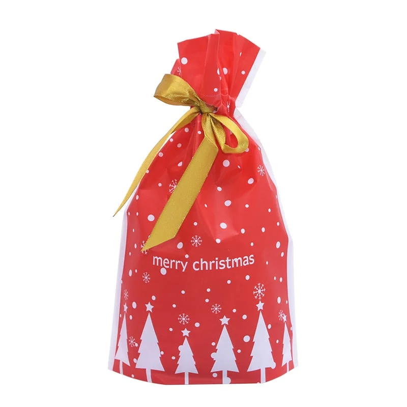 5/10pcs Candy Cookies Gift Bags With Ribbon Snack Biscuit Baking Package Wedding Birthday Party Decoration Christmas Gift Bags