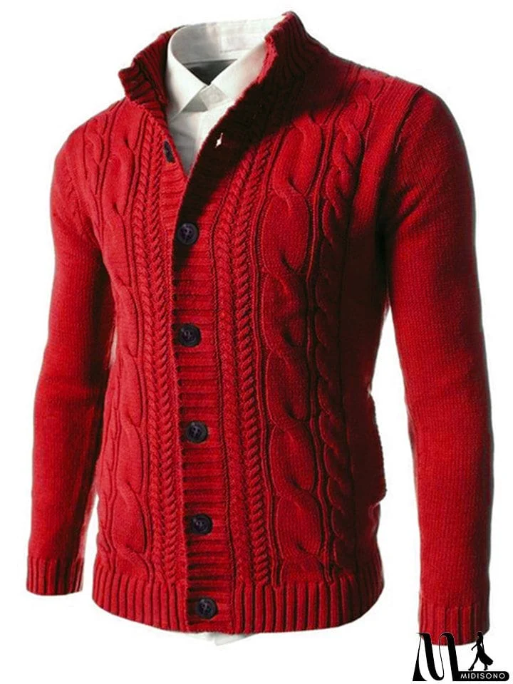 MidiSono - New Casual Buttons-Up Sweater For Men