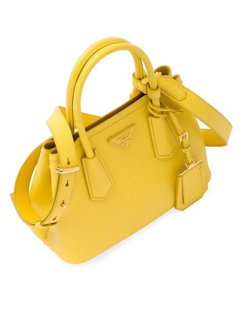 Prada Double Saffiano Leather Mini Bag yellow