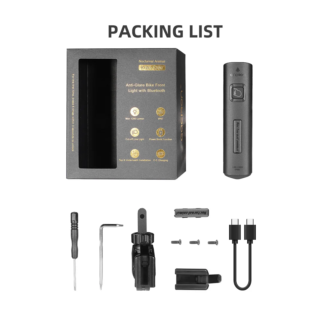 KIWI-1200 Anti-Glare Bike Front Light