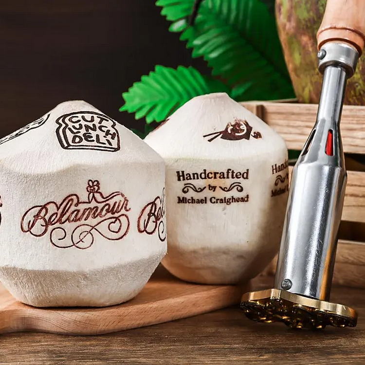 Custom Coconut Branding Iron For Business Hotel Use Adjustable Temperature Heated Food Stamp Personalized Electric Logo Iron 