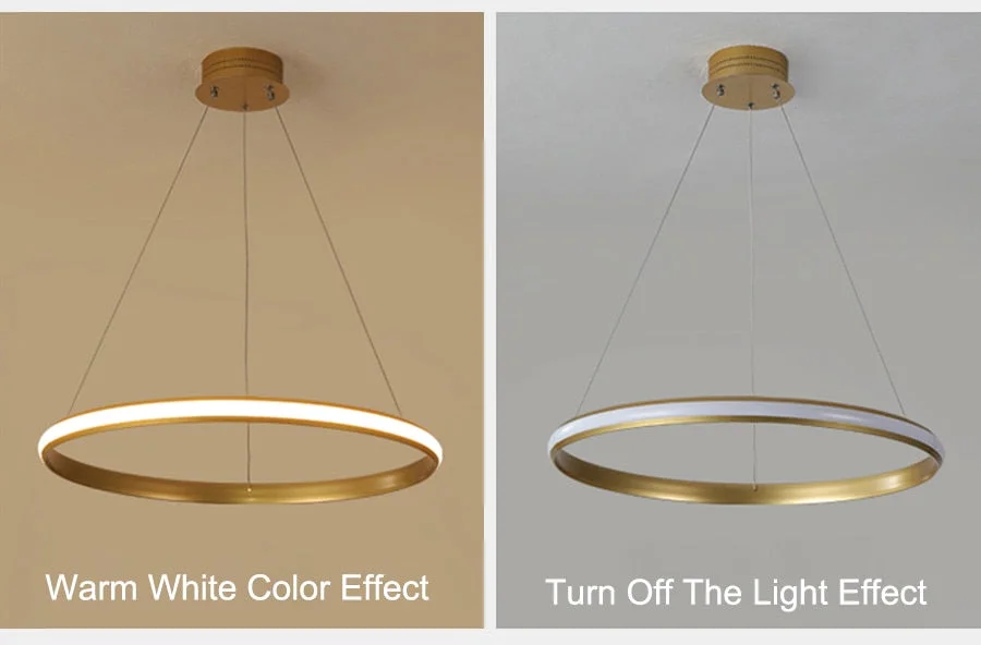 New Modern LED Pendant Lights Lliving Room Dining Black White Golden Coffee Rings Aluminum Body Ceiling Mounted Indoor Lamps De