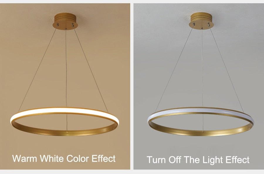 New Modern LED Pendant Lights Lliving Room Dining Black White Golden Coffee Rings Aluminum Body Ceiling Mounted Indoor Lamps De