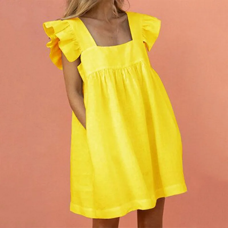 ⚡NEW SEASON⚡Solid Color Mini Dress with Ruffles
