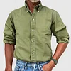 Men's Western Retro Button Down Casual Solid Color Stylish Long Sleeve Business Dress Shirts by Inlyline