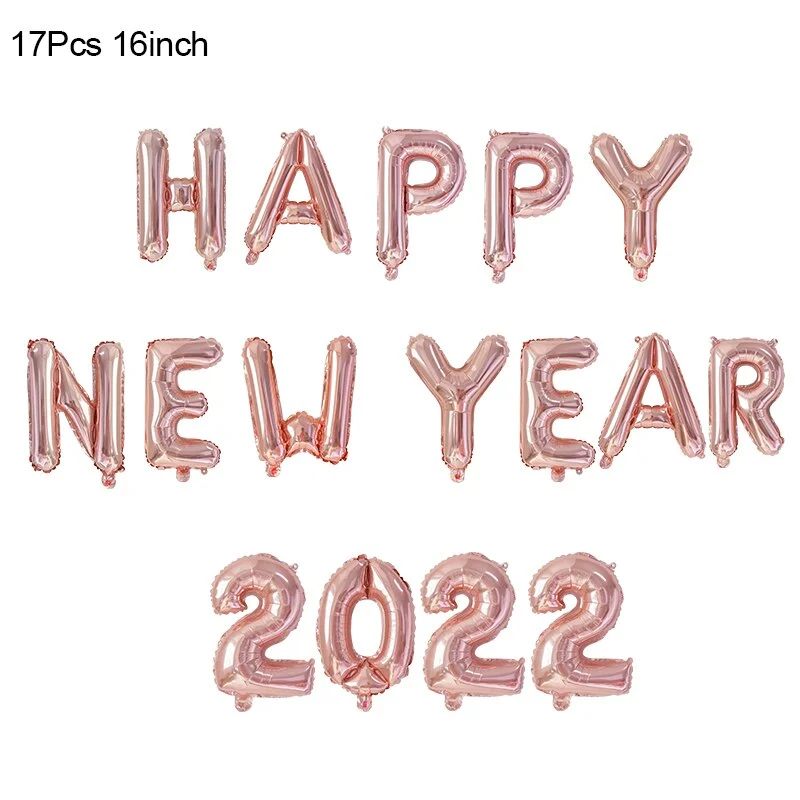 2022 Happy New Year Gold Number Foil Balloons Paper Banner Navidad New Year Eve Christmas Party Decoration Cupcake Toppers