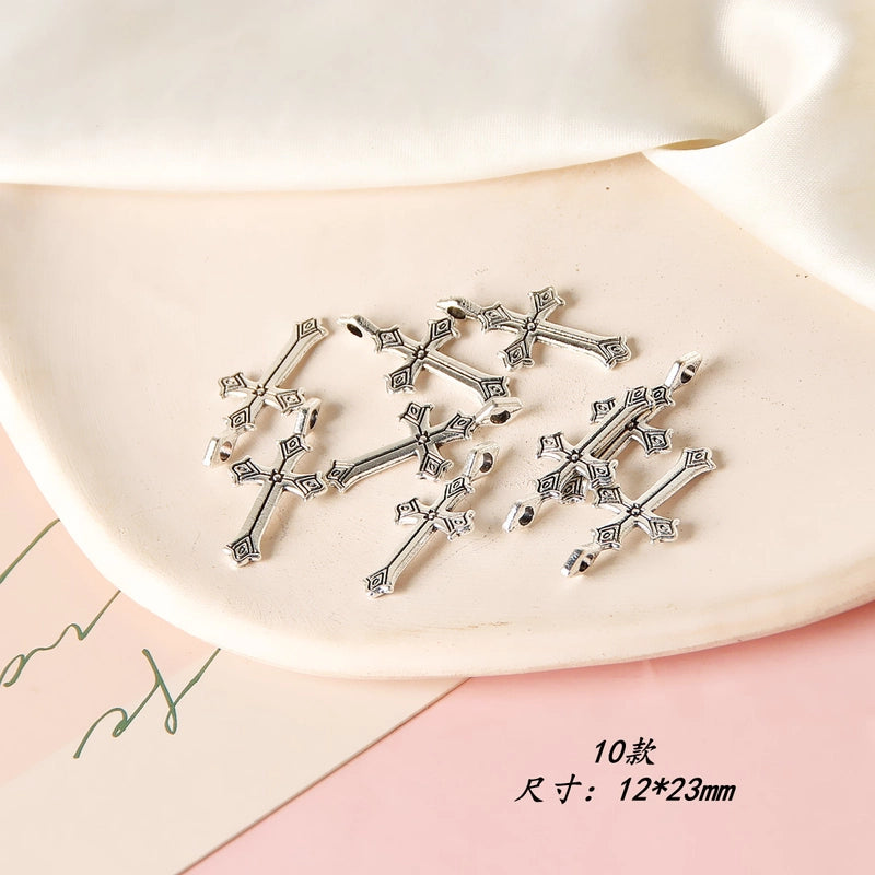 10 PCS/Package 8 * 20mm Alloy Cross Polished Pendant Jewelry Accessories