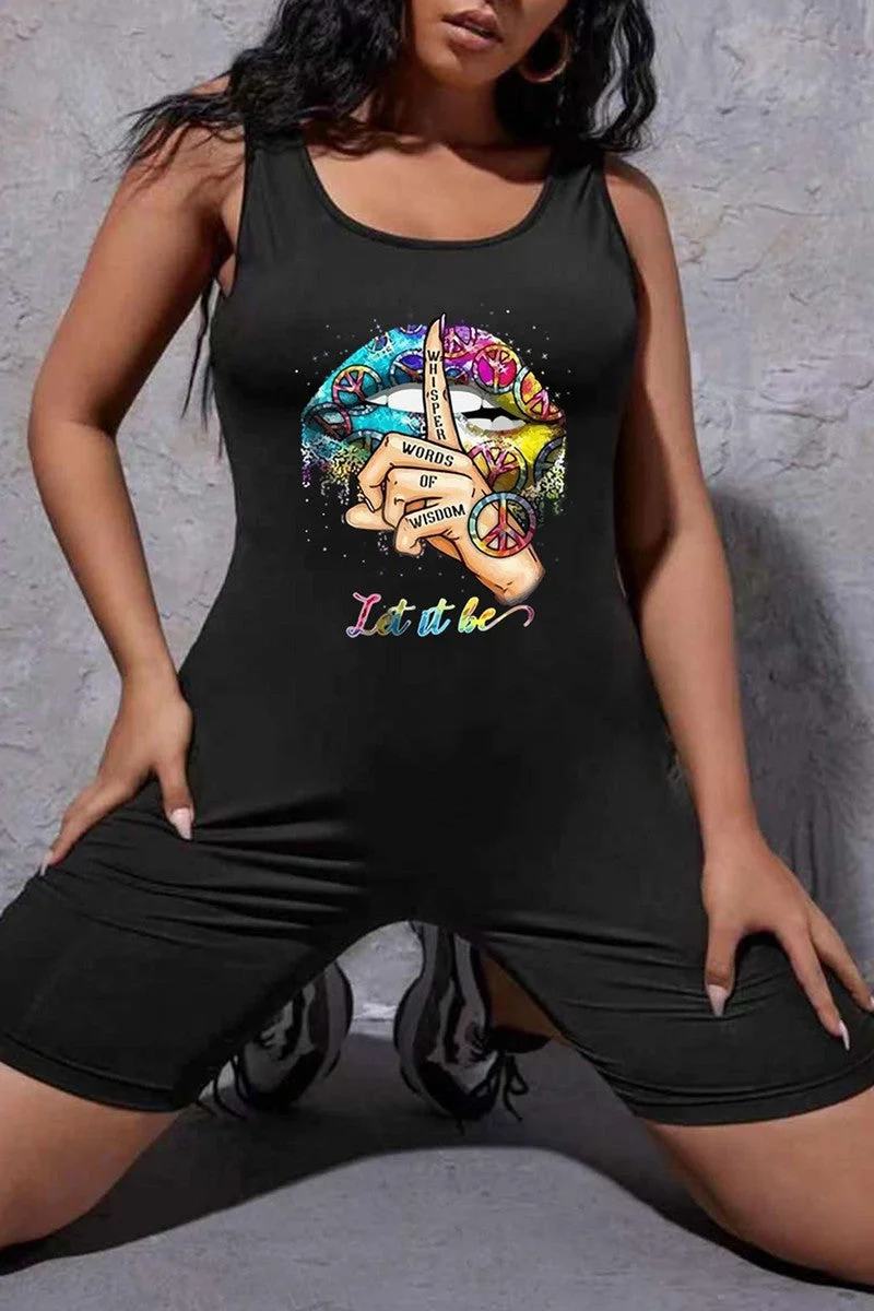 Fashion Casual Print Vests O Neck Regular Romper