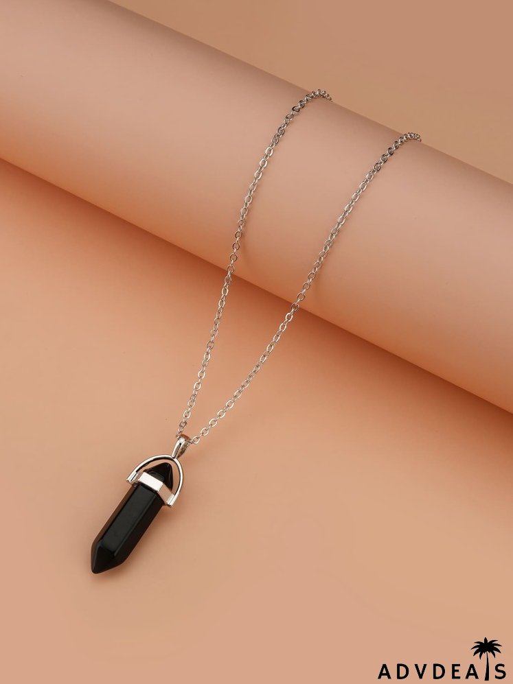 Geometric Stone Charm Necklace