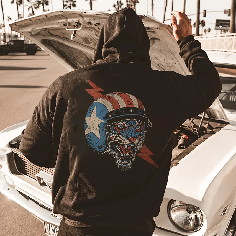 UPRANDY Domineering animal print design hoodie -  UPRANDY
