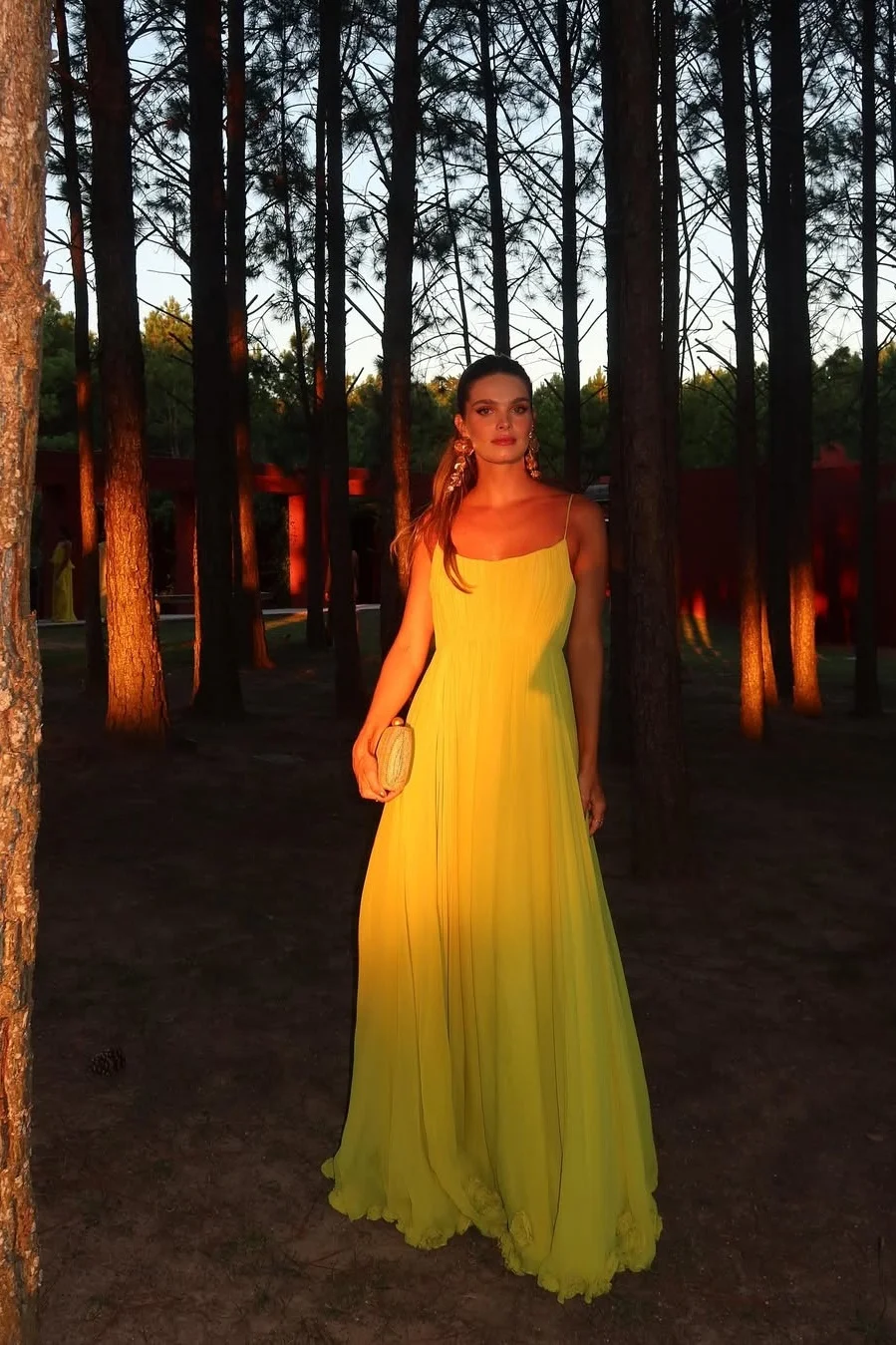 Daisda Yellow Sleeveless Spaghetti Straps Square A-Line Prom Dress 