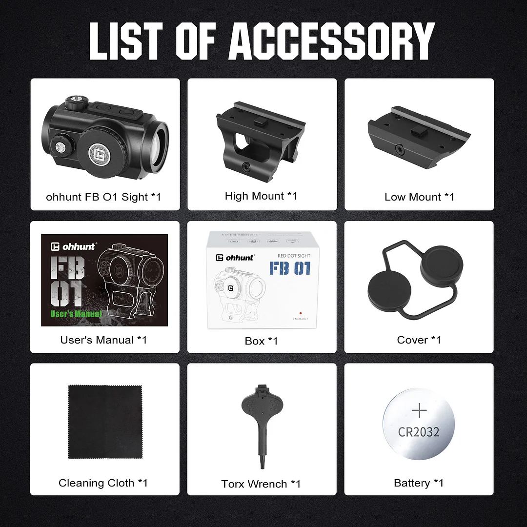 ohhunt® Red Dot Sight 1x21mm IPX7 Waterproof 3 MOA Dot Size Anodized Surface Red Dot Sights With Auto On Off Sensed