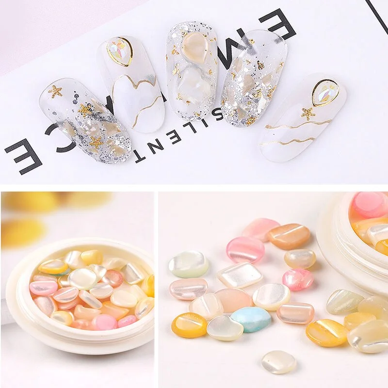 1box Black Color Nail Gems Fashion Shell Nail Stone Irregular Abalone Sequined Nail Decoration DIY Japanese Nail Art Design