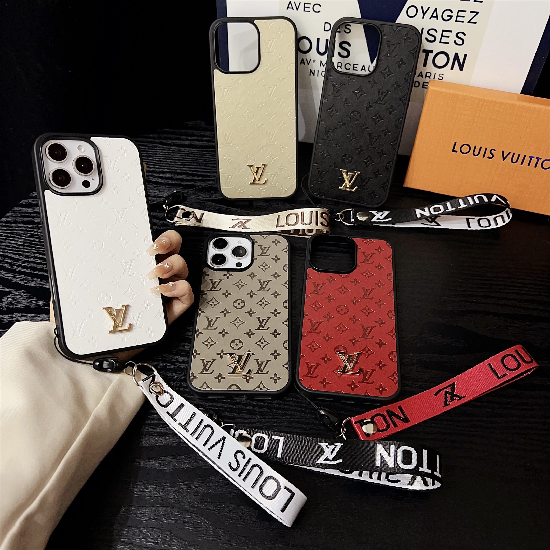 LV Elegant Bracelet Monogram 3D Embossed Soft-touch Leather Apple iPhone Case Samsung Galaxy Cover