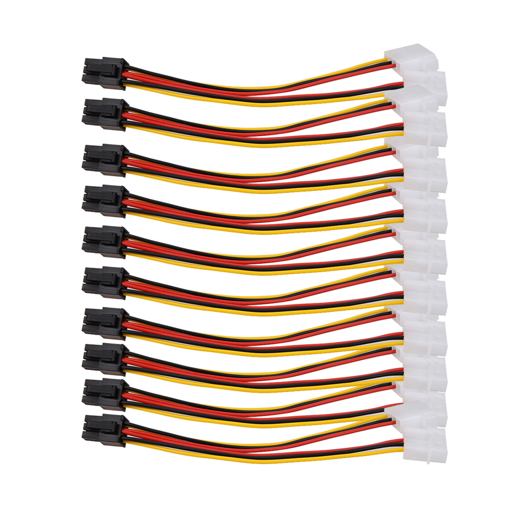 

10Pcs Molex (4 Pin) To Pci-E (6 Pin) Power Converter Adapter Connector, 501 Original