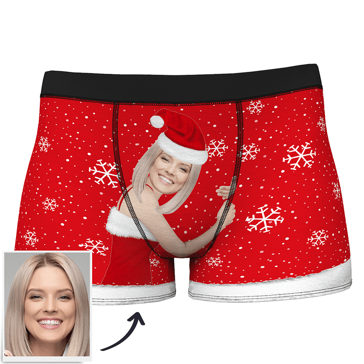 Custom Photo Men's Christmas Face On Body Boxer