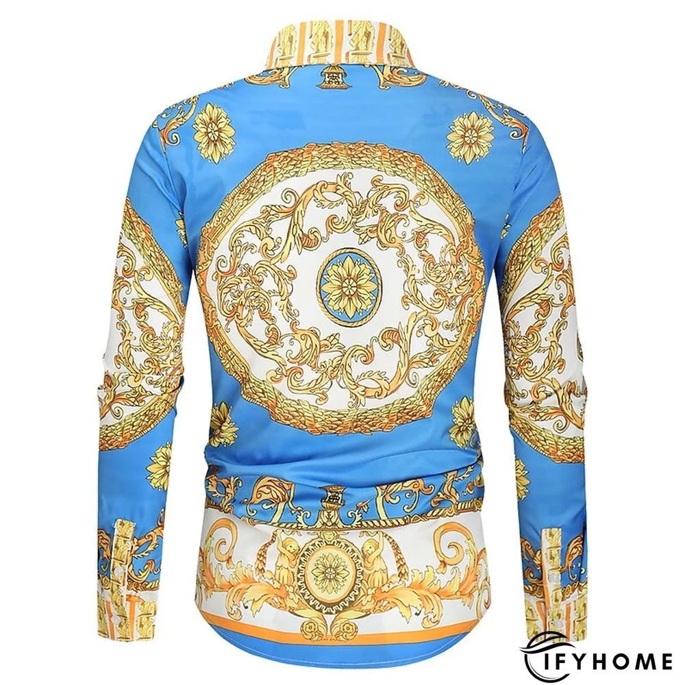 Men's Shirt Prom Shirt Classic Collar Spring &  Fall Long Sleeve Black White Red Geometric Party Casual Clothing Apparel Print | IFYHOME