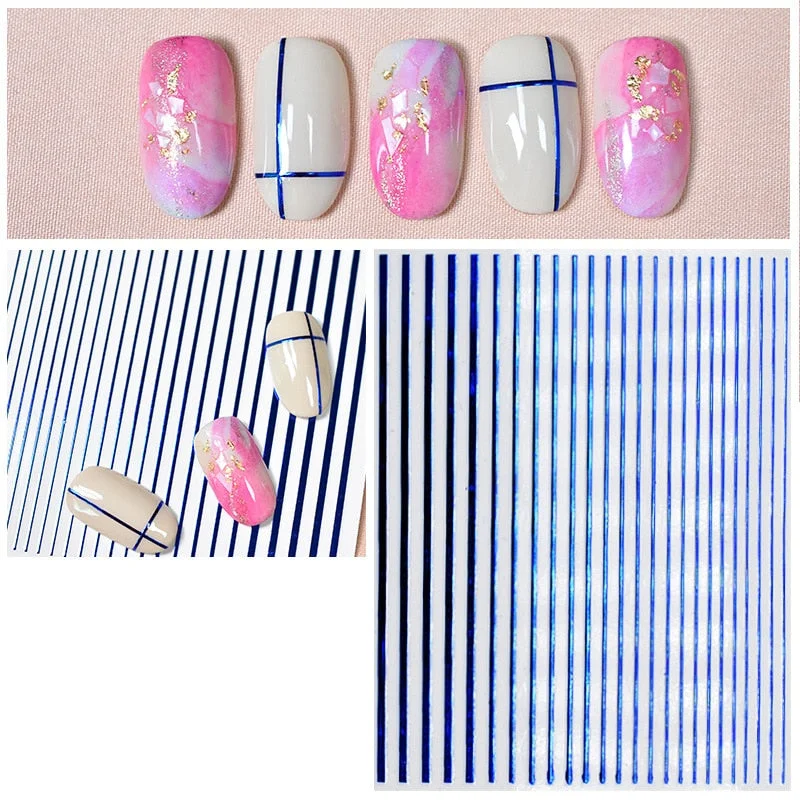 1Pc Nail Strip Stickers Black/Gold/Rose Gold/Silver Multi-Size Metal Strip Tape Nail Art Decoration Adhesive Foil Sticker Decal-Nail Inspo