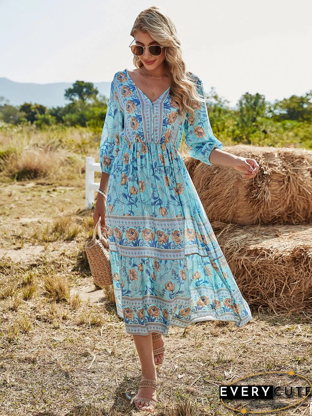 Bohemian floral Sleeve Dress