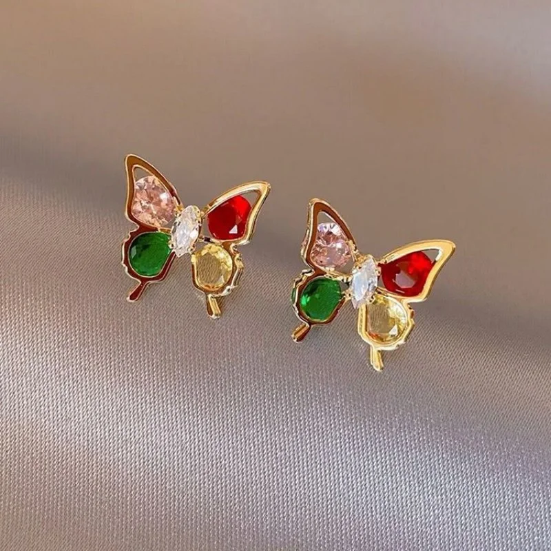 Colorful Zircon Butterfly Earrings