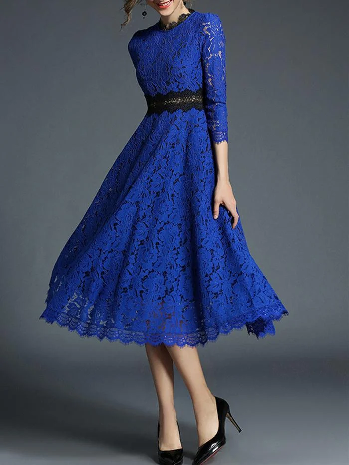 Women's new elegant crochet hollow lace dress