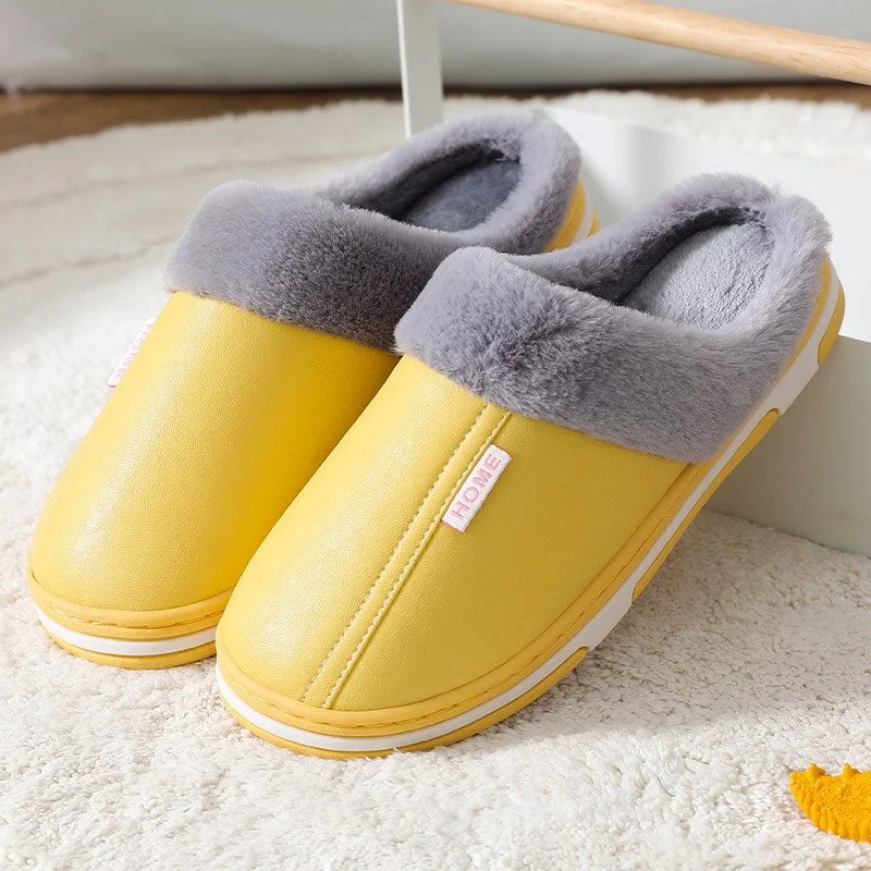 Qengg MCCKLE Women's Home Slippers Plush Warm House Shoes for Women 2021 Non-slip Soft Winter Indoors Bedroom Couples Floor Slipper