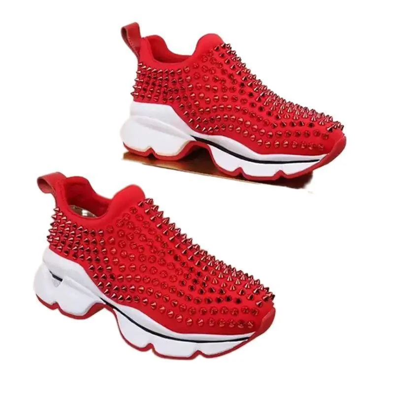 Wongn Wongn Shoes Women's New Rivets Casual Shoes Large Size Women's Shoes Set Foot Platform Flat Shoes