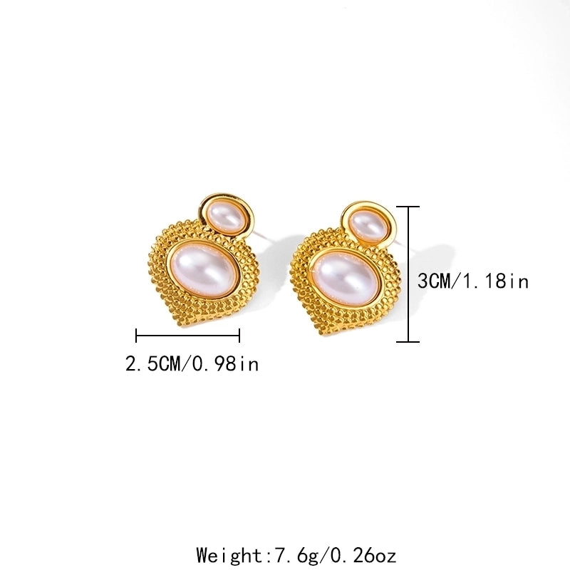 1 Pair Classical Baroque Style Sweet Irregular Geometric Plating Inlay 304 Stainless Steel Pearl 14K Gold Plated Ear Studs