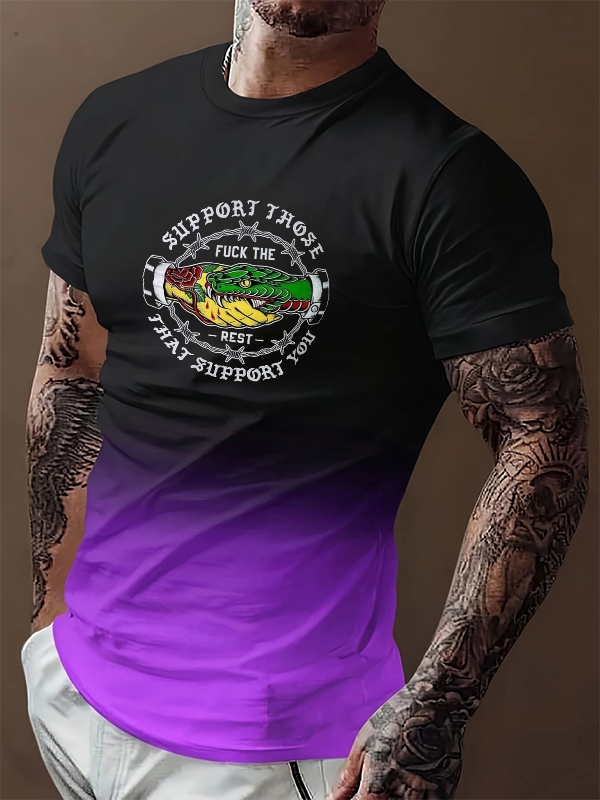 SUPPORT THOSE THAT SUPPORT YOU Snake Print Color-blocking Tees