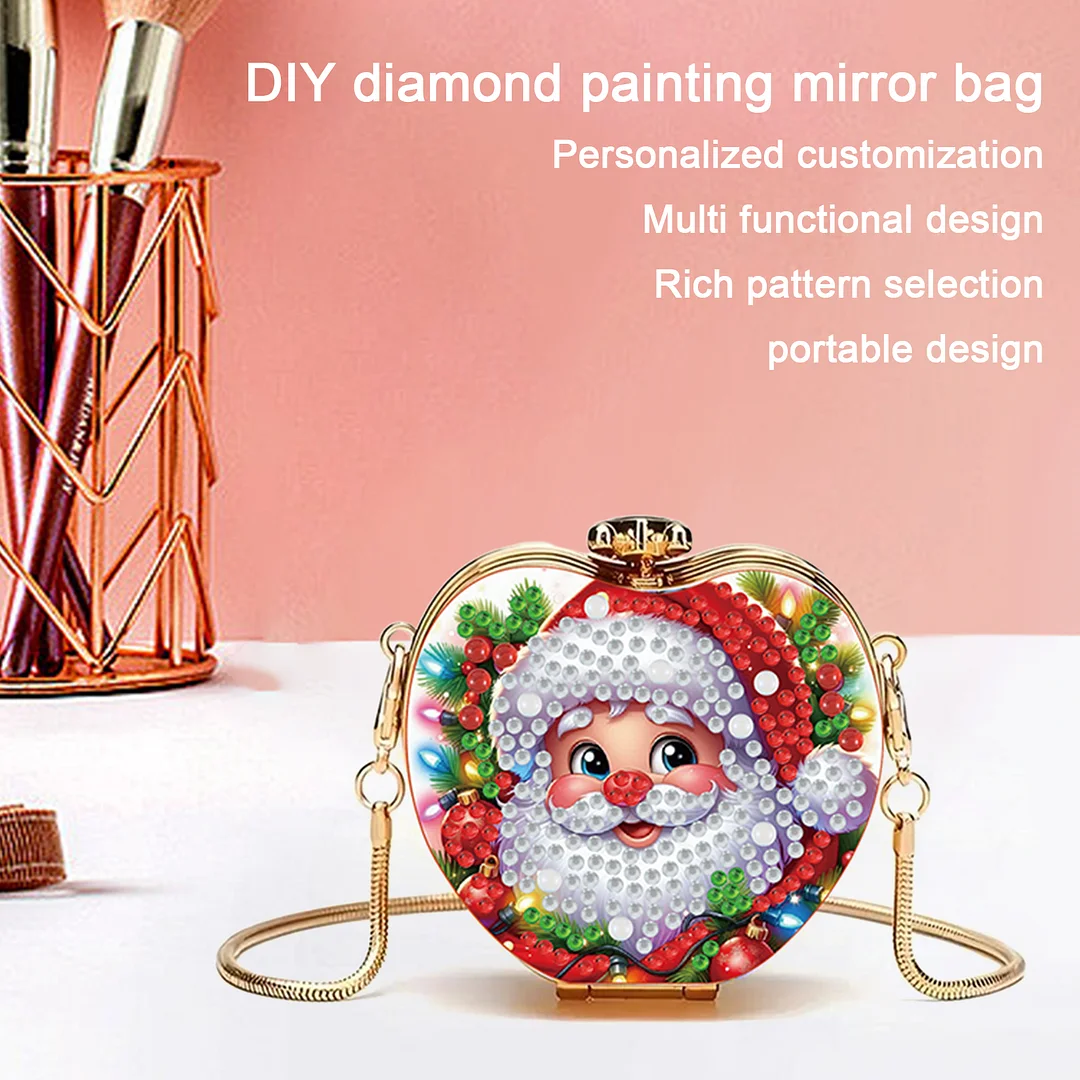 Santa Claus DIY Acrylic Love Art Diamond Painting Coin Purse w/ Chain for Women