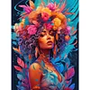 Fille africaine-Peinture diamant ronde compl&egrave;te-30*40cm