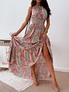 Floral-Print Halterneck Bohemia Maxi Dress